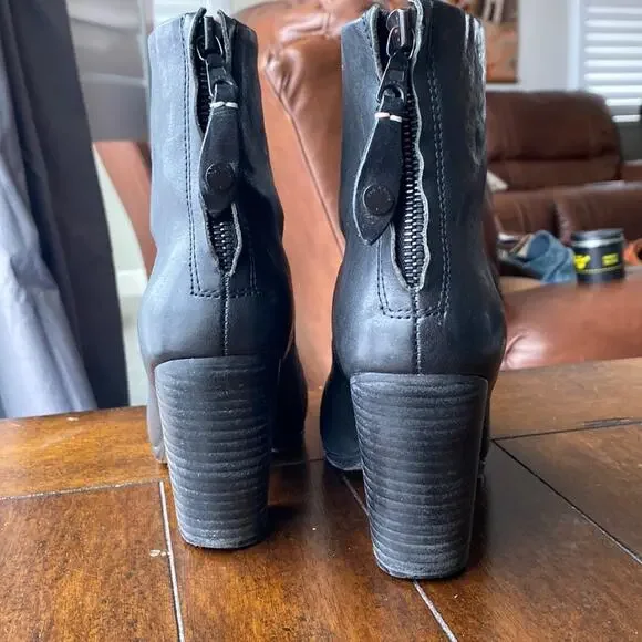 rag & bone Classic Newbury Ankle Boots Black leather stacked heel size 7 - Picture 5 of 12